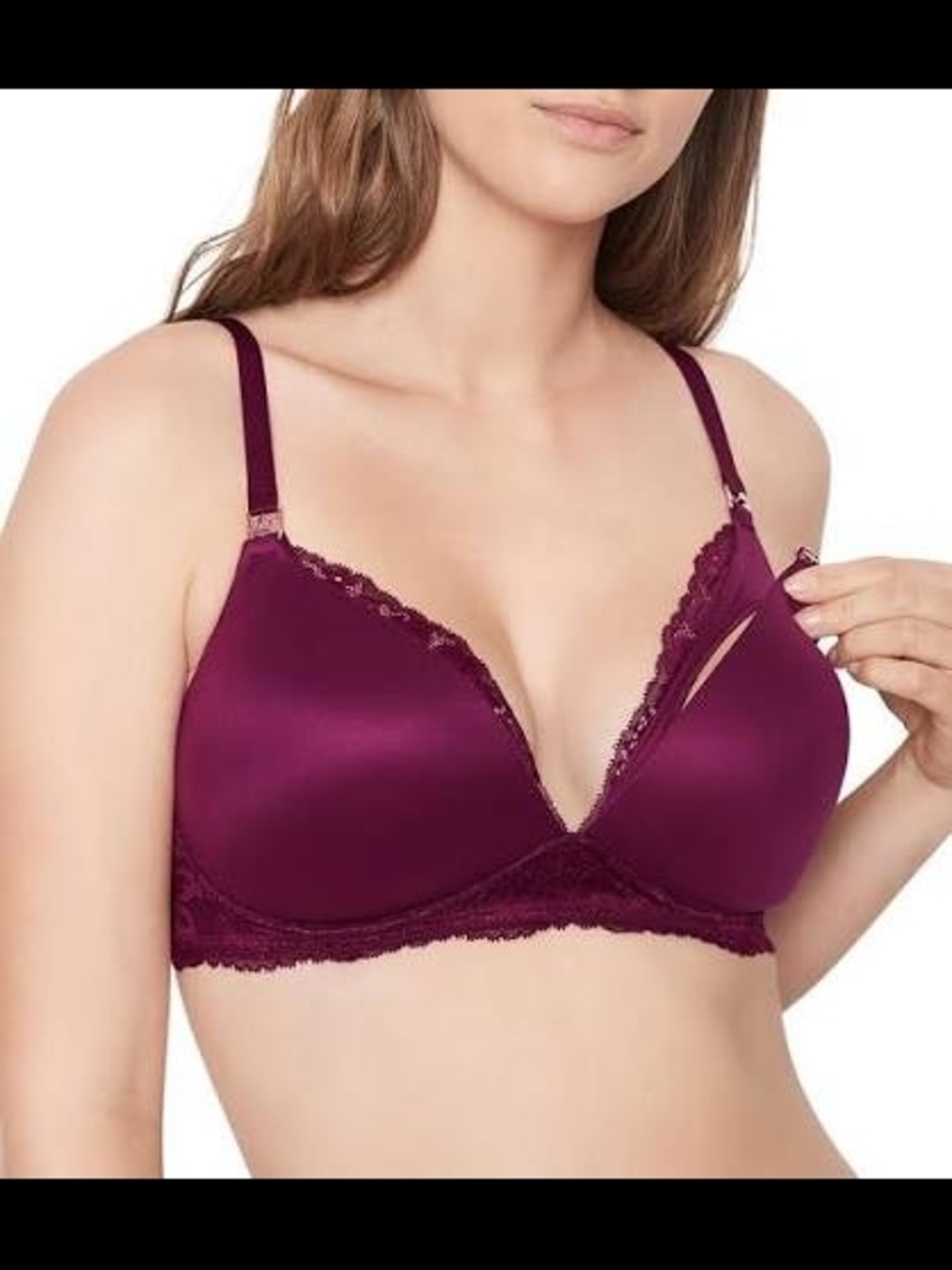Body By Victoria's Secret Plum Lace-Trim Nursing Bra